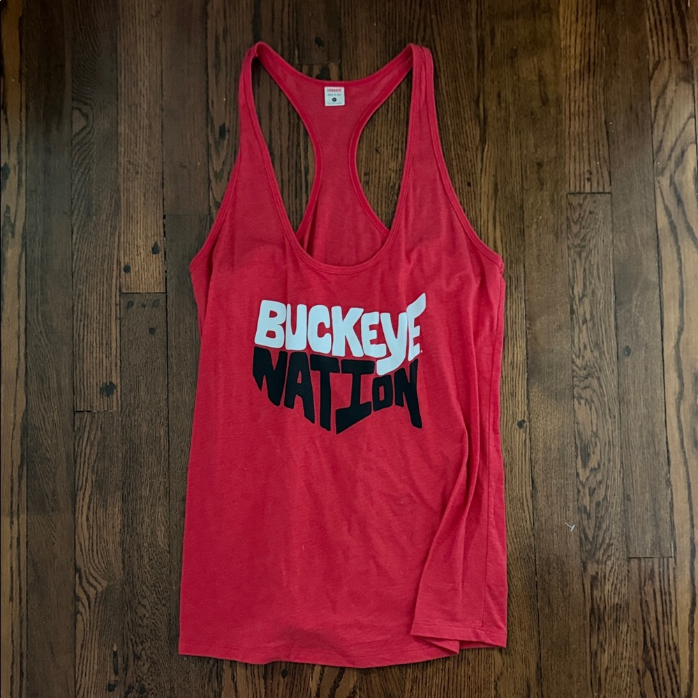 Homage Buckeye Nation Red Women's Racerback Tank Top